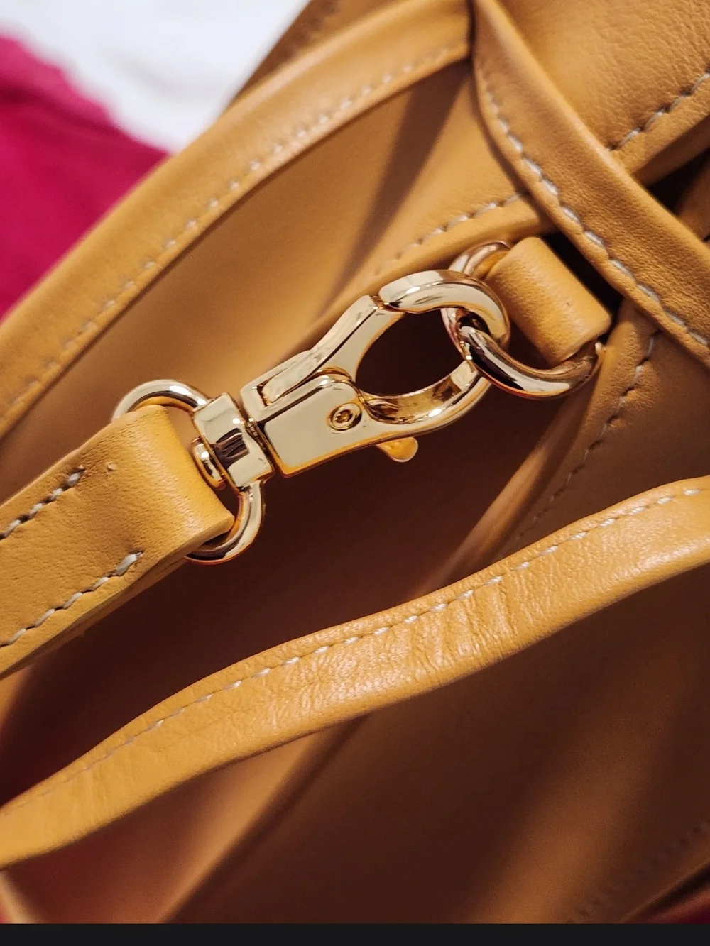 Danilos 100% Leather Drawstring Bucket Bag with Matching Wristlet In Yellow